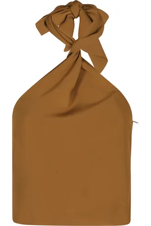 FEDERICA TOSI Top, Dame, Brun, S, Amber Crepe de Chine Twist Top
