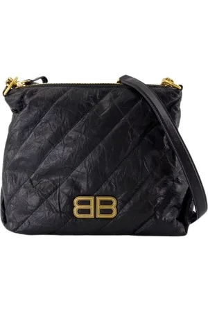 Balenciaga Taske, Dame, Sort, ONE SIZE, Uld, Quiltet Crushed Kalveskind Skuldertaske