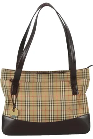 Burberry Pre-owned, Dame, , ONE SIZE, Uld, Pre-owned Canvas skuldertasker