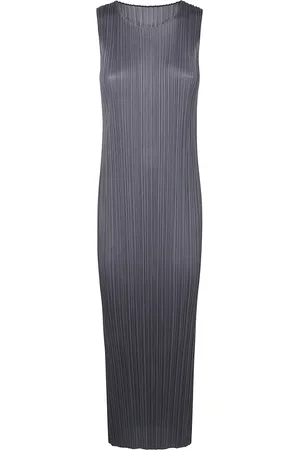 Issey Miyake Kjole, Dame, Grå, L, Enkel Midi Kjole