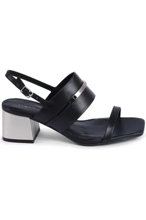 Calvin Klein Sko, Dame, Sort, 36 EU, Læder, Sort Læder Strappy Sandal