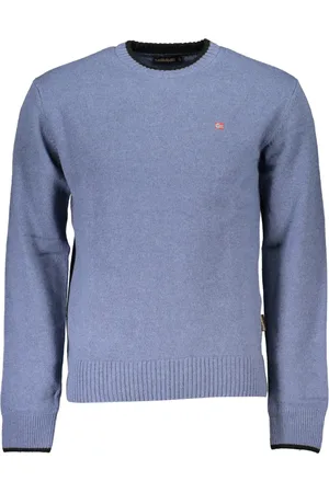 Napapijri Strik, Herre, Blå, 3XL, Blå Langærmet Sweater med Broderi