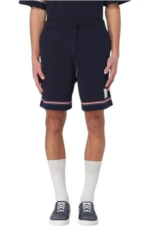 Thom Browne Shorts, Herre, Blå, XL, Marineblå Tricolor Trim Sweatshorts