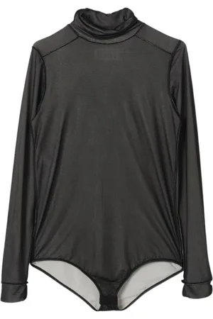 Maison Margiela Top, Dame, Sort, S, Sort Mesh Langærmet Top