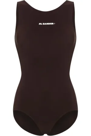 Jil Sander Badetøj, Dame, Brun, M, Jord Badedragt Logo Print
