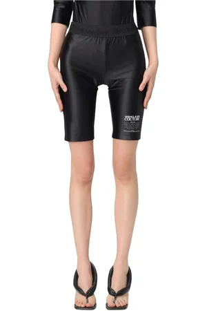 VERSACE Shorts, Dame, Sort, S, Rosa Slim-Fit Prydede Bukser