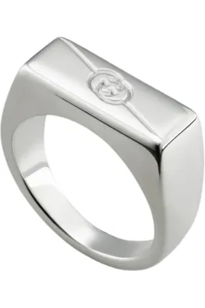 Gucci Tilbehør, Dame, Grå, 54 MM, Sølv Logo Signet Ring Elegant Smykker