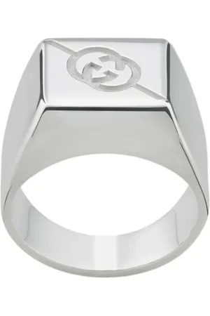 Gucci Tilbehør, Dame, Grå, 63 MM, Graveret Logo Sølvring