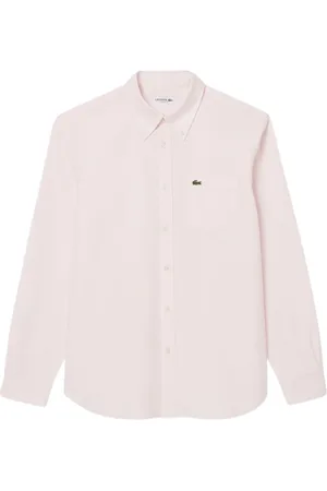 Lacoste Skjorte, Herre, Lyserød, 2XL, Bomuld, Klassisk Krokodille Broderet Skjorte