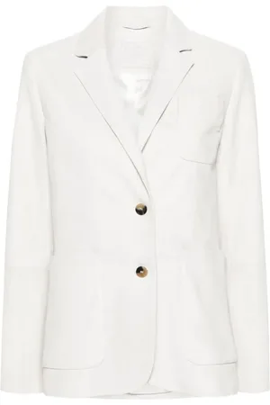 1972 DESA Jakke, Dame, Hvid, M, Læder, Notch Lapel Læder Blazer Jakke