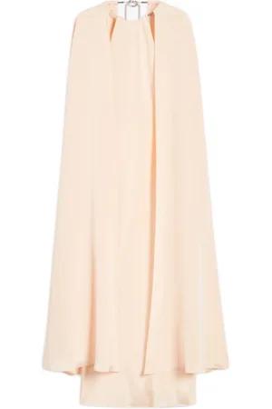 Max Mara Kjole, Dame, Lyserød, S, Silkekjole med Cape-detalje