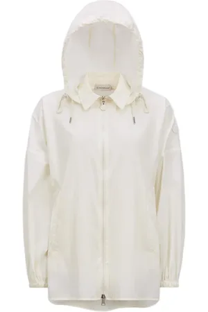 Moncler Jakke, Dame, Hvid, 2XS, Uld, Hvid Aftagelig Hætte Lynlås Jakke
