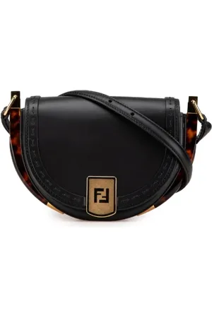 Fendi Pre-owned, Dame, Sort, ONE SIZE, Uld, Pre-owned Laeder crossbody-tasker