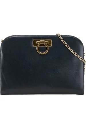 Salvatore Ferragamo Pre-owned, Dame, Blå, ONE SIZE, Uld, Pre-owned Laeder skuldertasker
