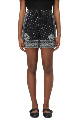 Pinko Shorts, Dame, Sort, XS, Tyl, Elegant Paisley Snørelukning Shorts