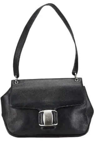 Salvatore Ferragamo Pre-owned, Dame, Sort, ONE SIZE, Uld, Pre-owned Laeder skuldertasker
