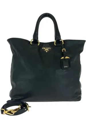 Prada Pre-owned, Dame, Sort, ONE SIZE, Tyl, Pre-owned Laeder totes