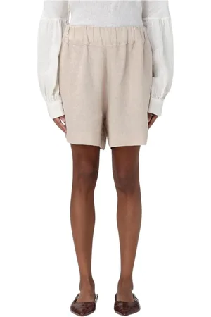 120% Lino Shorts, Dame, , L, Linned, Sand Linned Shorts Med Afslappet Pasform