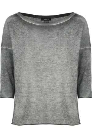 AVANT TOI Top, Dame, Grå, L, Bomuld, Grå Bomuldst-shirt med Rund Hals
