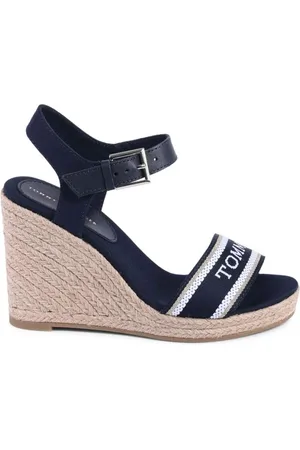 Tommy Hilfiger Sko, Dame, Blå, 42 EU, Uld, Stilfulde Espadrille Wedges til Kvinder