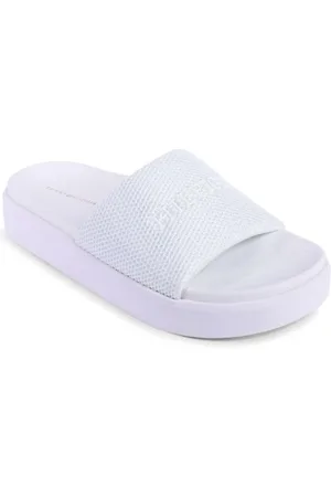 Tommy Hilfiger Sko, Dame, Hvid, 38 EU, Uld, Hvid Mesh Slides Casual Comfort
