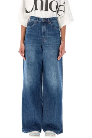 Chloé Jeans, Dame, Blå, W27, Denim, Højtaljet bredbenet denim jeans