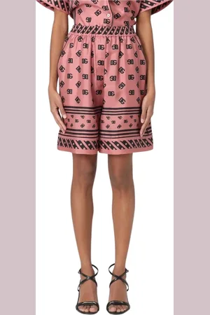 Dolce & Gabbana Shorts, Dame, Lyserød, 2XS, Logo Print Silke Shorts