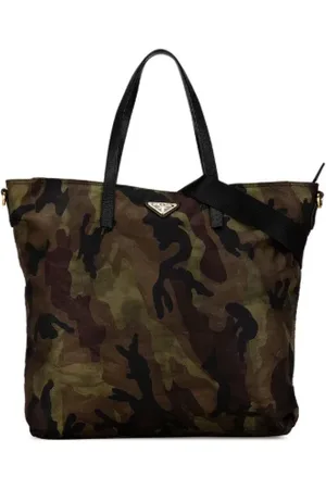 Prada Pre-owned, Dame, Grøn, ONE SIZE, Uld, Pre-owned Canvas skuldertasker