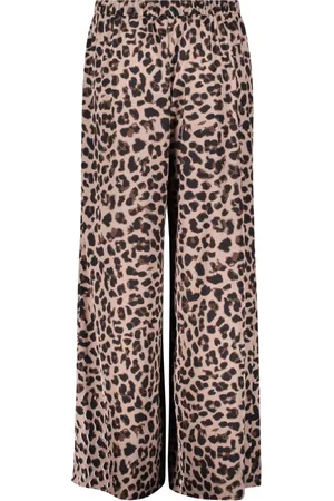 Vera Mont Bukser, Dame, Flerfarvet, XL, Uld, Leopard Print Wide Leg Bukser