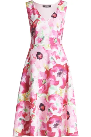 Vera Mont Kjole, Dame, Lyserød, 2XL, Blomstret Cocktailkjole med Cut-Outs