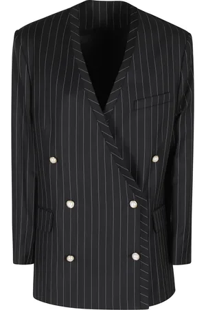 Casablanca Jakke, Dame, Sort, 3XS, Uld, Pinstripe Uld Blazer Oversized Kravestol