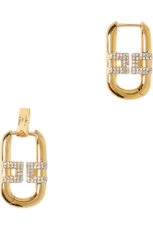 Elisabetta Franchi Tilbehør, Dame, Gul, ONE SIZE, Krystal Hoop Øreringe