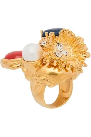 Marni Tilbehør, Dame, Flerfarvet, S, Uld, Farverig Resin Pearl Statement Ring