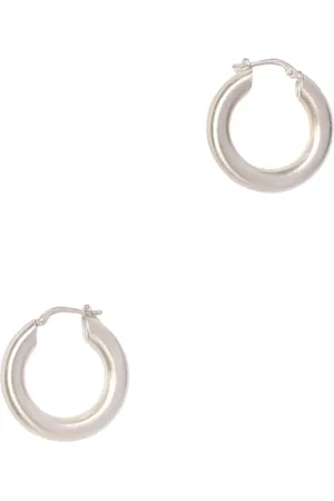 Jil Sander Tilbehør, Dame, Grå, ONE SIZE, Minimalist Sølv Hoop Øreringe