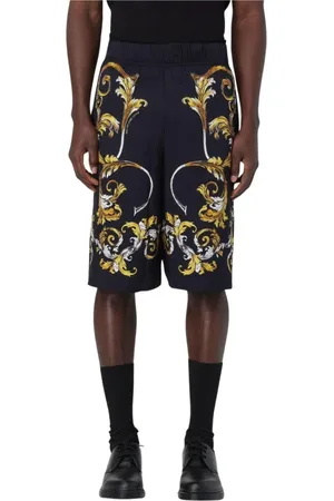 VERSACE Shorts, Herre, Sort, 2XL, Denim, Sorte Denim Shorts med Couture Detaljer