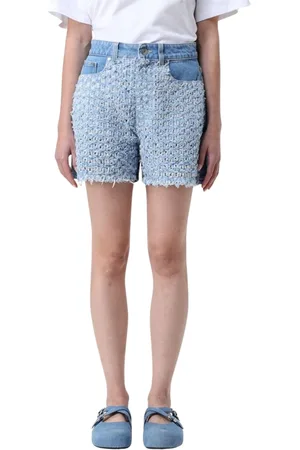 Stella McCartney Shorts, Dame, Blå, W26, Denim, Blå Hæklet Denim Shorts