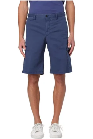 PT Torino Shorts, Herre, Blå, 2XL, Uld, Blå Stilfulde Afslappede Shorts med Lynlås