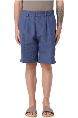 Brunello Cucinelli Shorts, Herre, Blå, M, Linned, Afslappede Linnedshorts