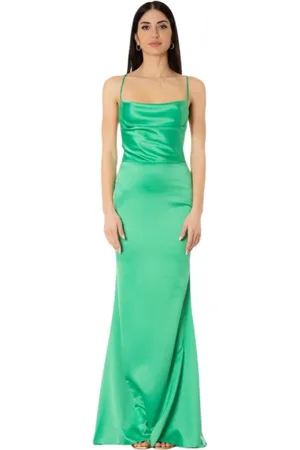 ACTUALEE Kjole, Dame, Grøn, M, Satin, Elegant satin kjole med krydsryg