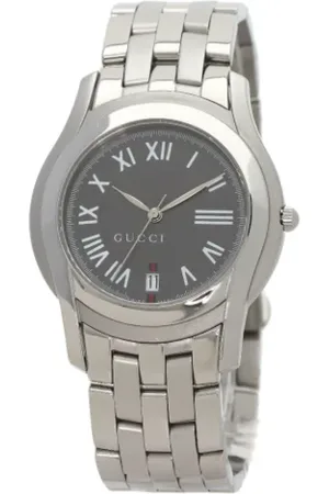 Gucci Pre-owned, Dame, Sort, ONE SIZE, Tyl, Pre-owned Rustfrit stal watches