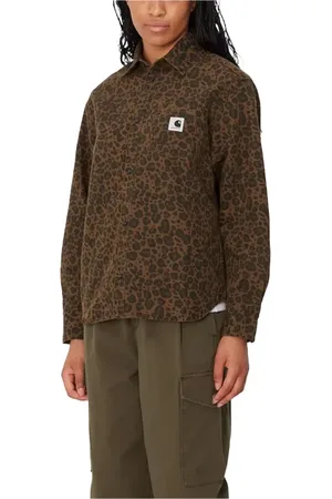 Carhartt Bluser & Skjorter, Dame, Brun, M, Bomuld, Camo Leo Langærmet Skjorte Tamarind