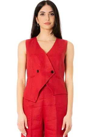 LIVIANA CONTI Jakke, Dame, Rød, S, Linned, Rød Linnedvest Suzy