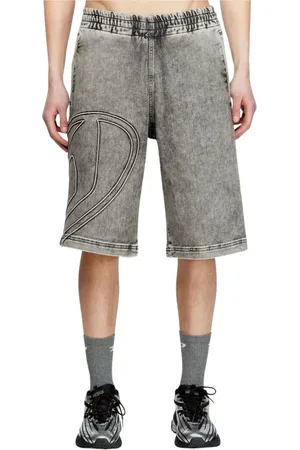 Diesel Shorts, Herre, Grå, S, Denim, Broderet Logo Denim Shorts