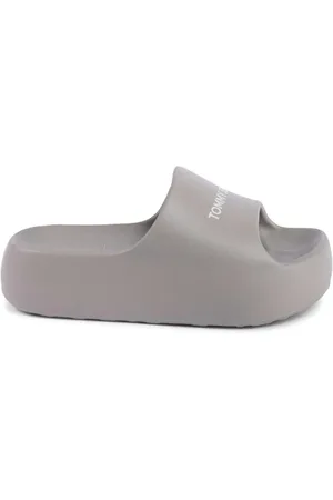 Tommy Hilfiger Sko, Dame, Grå, 35 1/2 EU, Uld, Grå Komfortable Slides til Kvinder