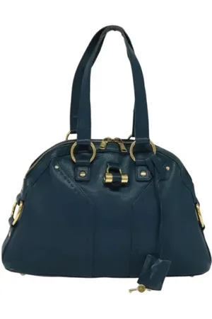 Saint Laurent Pre-owned, Dame, Blå, ONE SIZE, Tyl, Pre-owned Laeder hndtasker