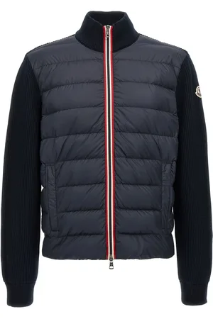 Moncler Jakke, Herre, Blå, 2XL, Nylon, Blå Polstret Nylon Sweater med Lynlås