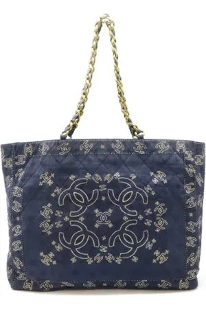 CHANEL Pre-owned, Dame, Blå, ONE SIZE, Bomuld, Pre-owned Bomuld totes