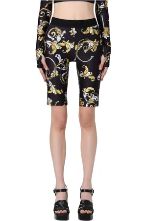 VERSACE Shorts, Dame, Flerfarvet, 3XS, Sorte High-Waist Straight-Leg Bukser