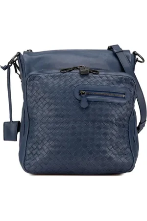 Bottega Veneta Pre-owned, Dame, Blå, ONE SIZE, Uld, Pre-owned Laeder skuldertasker