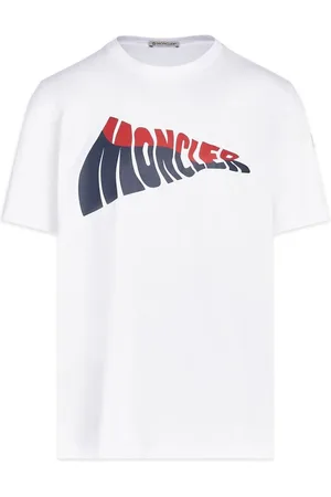Moncler Top, Herre, Hvid, L, Bomuld, Bomuld T-shirt Hvid Rund Hals